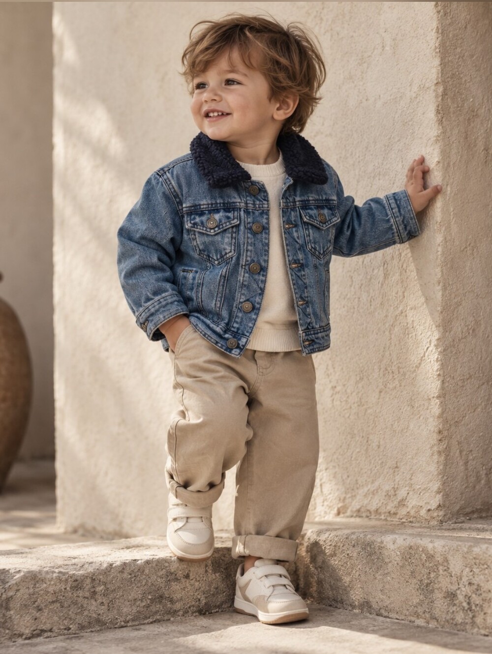 Urban Republic Baby Denim Sherpa Jacket 12M Blue Jean Trucker Coat